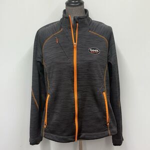 Best Buy Geek Squad Employee Full Zip Women's Jacket Size L Large Gray Orange
